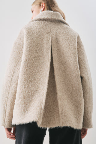 Bouclé Double-Breasted Coat Mink