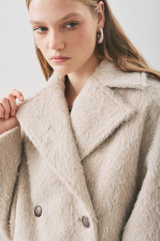 Bouclé Double-Breasted Coat Mink
