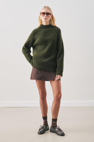 Wide-Sleeve Knit Sweater Green