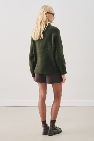 Wide-Sleeve Knit Sweater Green