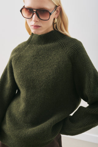 Wide-Sleeve Knit Sweater Green