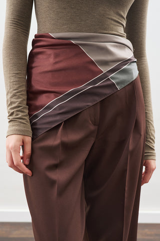 Patterned Mid Size Satin Scarf Nera Green