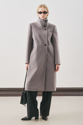 Premium Wool Trench-Style Coat Soft Grey