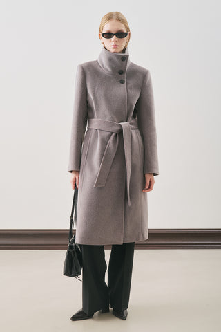 Premium Wool Trench-Style Coat Soft Grey