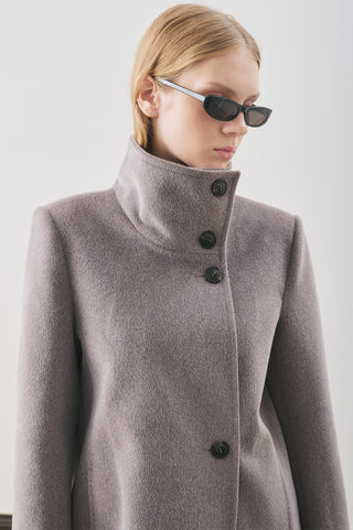 Premium Wool Trench-Style Coat Soft Grey