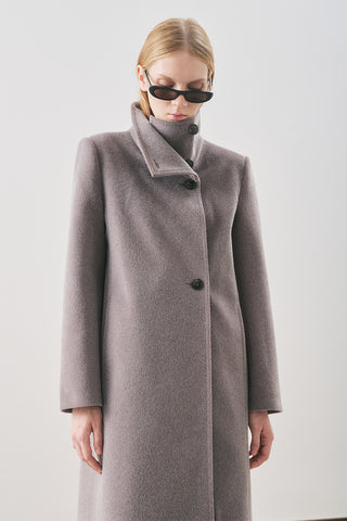 Premium Wool Trench-Style Coat Soft Grey