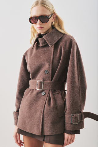 Premium Oversized Wool Coat Brown