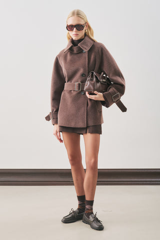Premium Oversized Wool Coat Brown