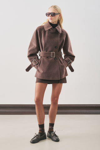 Premium Oversized Wool Coat Brown