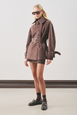 Premium Oversized Wool Coat Brown