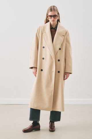 Double-Breasted Wool Coat Beige