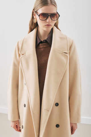 Double-Breasted Wool Coat Beige
