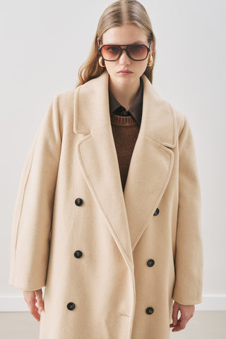 Double-Breasted Wool Coat Beige