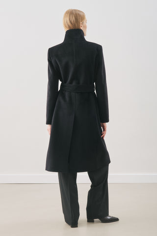 Premium Wool Trench-Style Coat Black