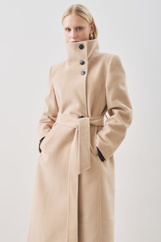 Premium Wool Trench-Style Coat Beige