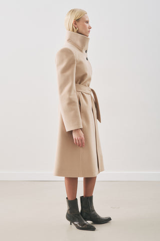 Premium Wool Trench-Style Coat Beige
