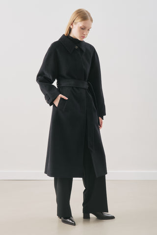 Premium Wool Long Coat Black