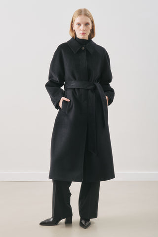 Premium Wool Long Coat Black
