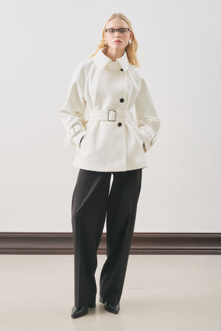 Premium Oversized Wool Coat Ecru