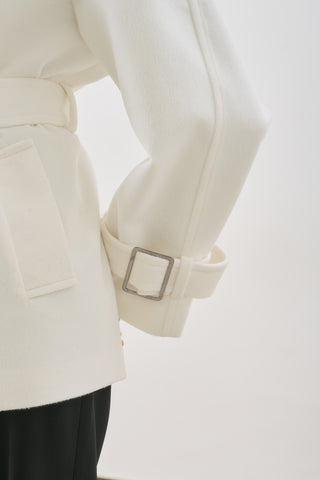 Premium Oversized Wool Coat Ecru