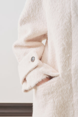 Bouclé Wide Collar Coat Ecru
