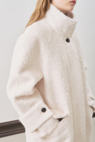 Bouclé Wide Collar Coat Ecru