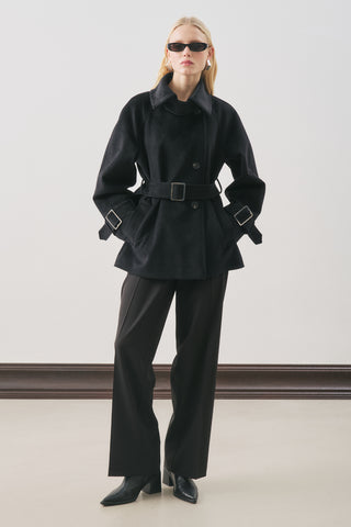 Premium Oversized Wool Coat Black