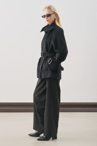 Premium Oversized Wool Coat Black