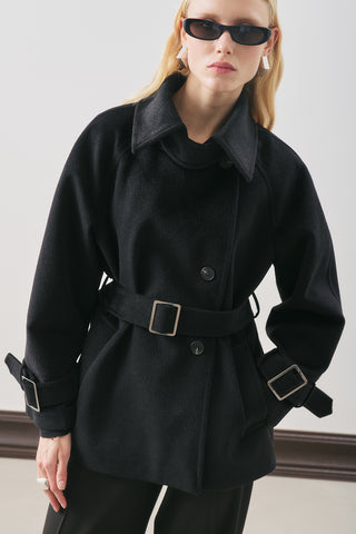Premium Oversized Wool Coat Black