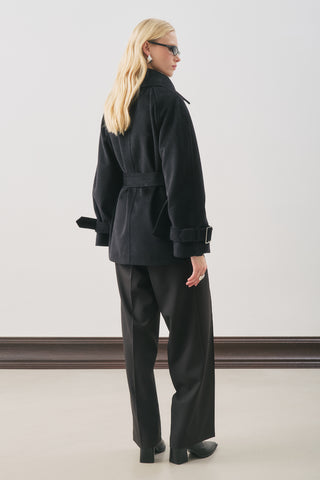Premium Oversized Wool Coat Black