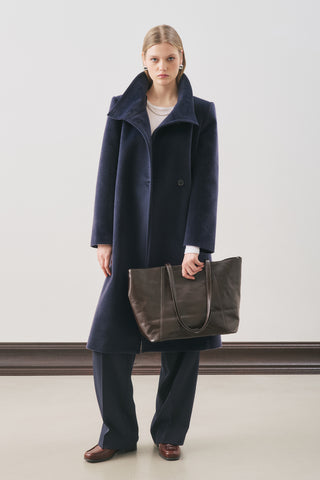 Premium Wool Trench-Style Coat Navy Blue