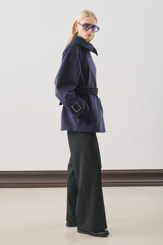 Premium Oversized Wool Coat Navy Blue