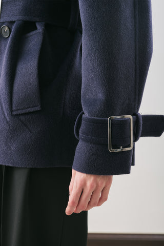 Premium Oversized Wool Coat Navy Blue