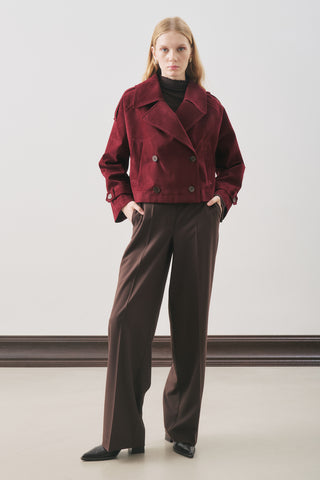 Suede Trench Jacket Burgundy