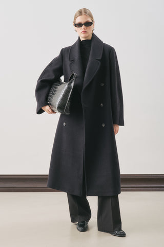 Double-Breasted Wool Coat Black