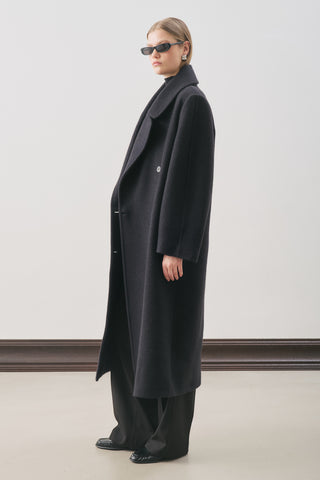 Double-Breasted Wool Coat Black