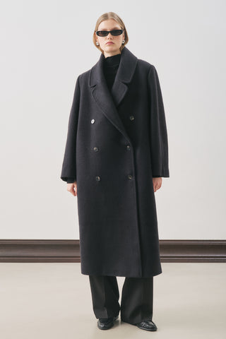 Double-Breasted Wool Coat Black