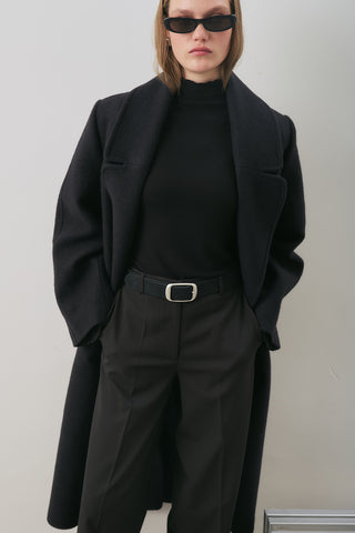 Double-Breasted Wool Coat Black