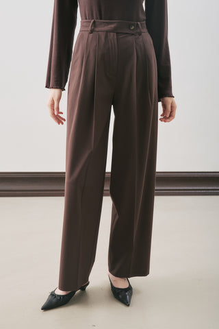 Classic Pleated Trousers Brown