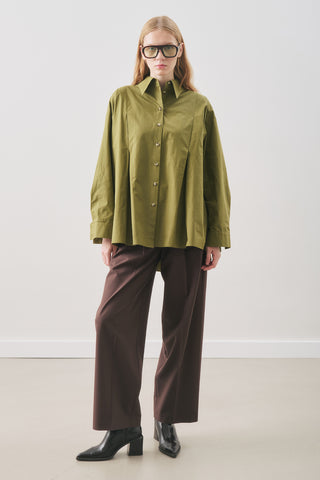 Panelled Design Shirt Olive Green