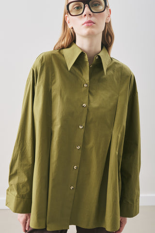 Panelled Design Shirt Olive Green