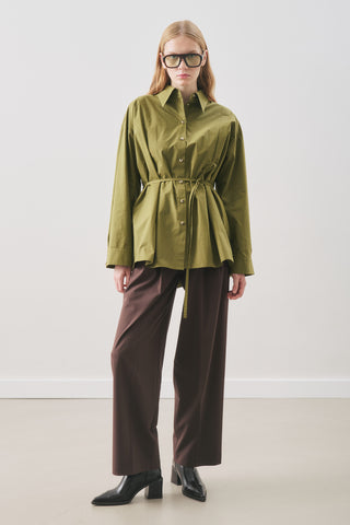 Panelled Design Shirt Olive Green