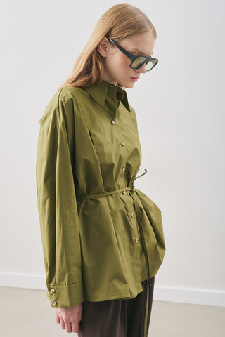 Panelled Design Shirt Olive Green