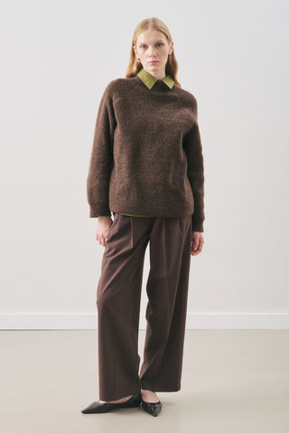 Wide-Sleeve Knit Sweater Brown