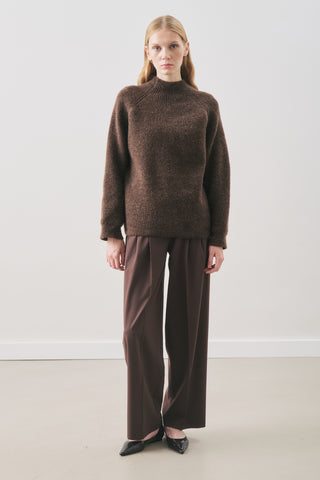 Wide-Sleeve Knit Sweater Brown