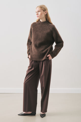 Wide-Sleeve Knit Sweater Brown