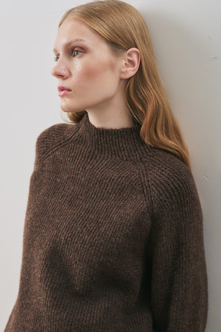 Wide-Sleeve Knit Sweater Brown