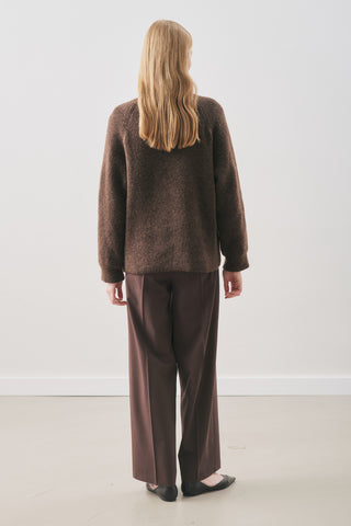 Wide-Sleeve Knit Sweater Brown