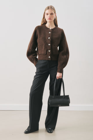 Button-Detail Cardigan Brown