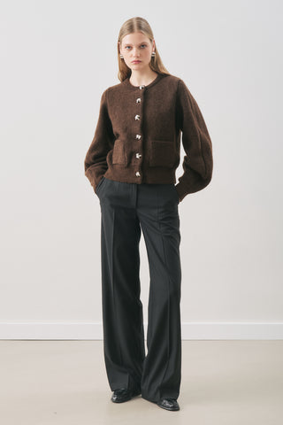 Button-Detail Cardigan Brown